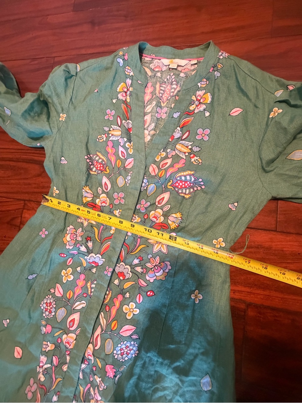 Boden Green Floral-Embroidered Midi Dress 100% Linen - Picture 10 of 10